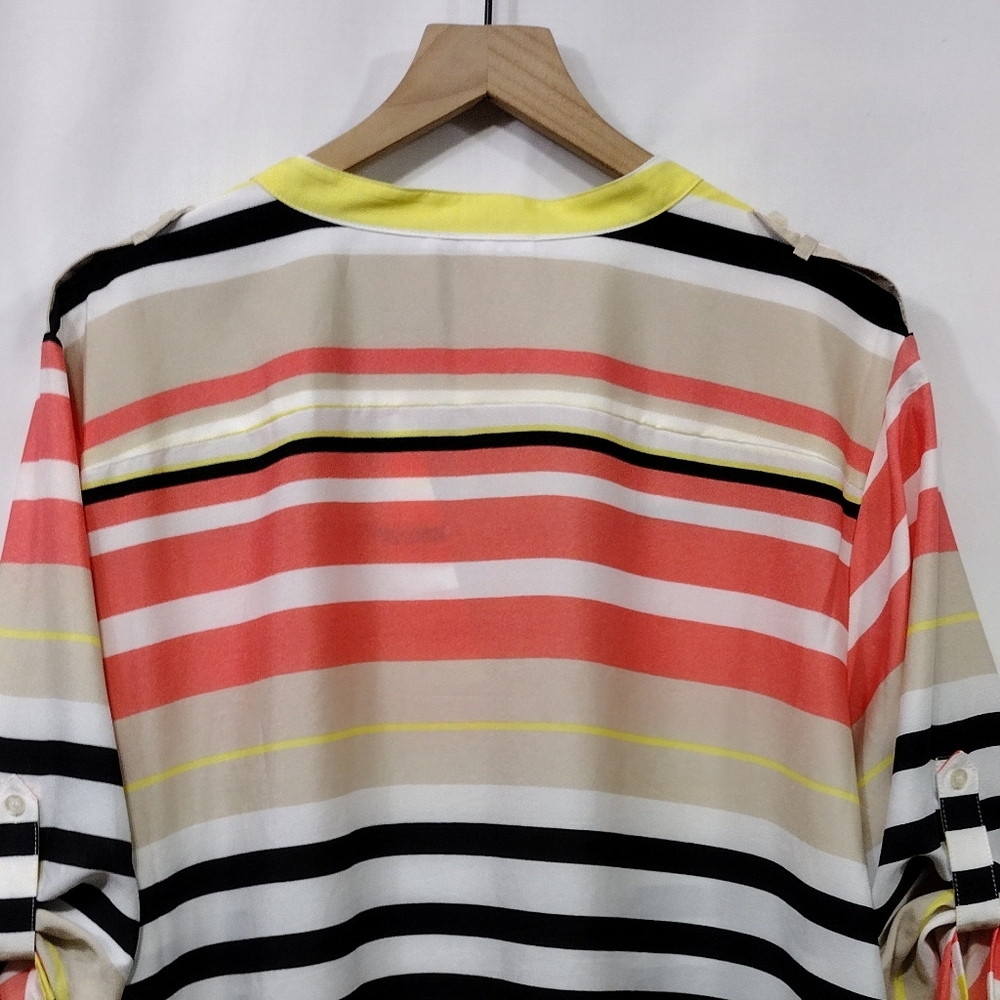Calvin Klein Striped Multicolor Button Shirt Womens 2X Multicolor Boho Retro Y2K - Picture 6 of 8